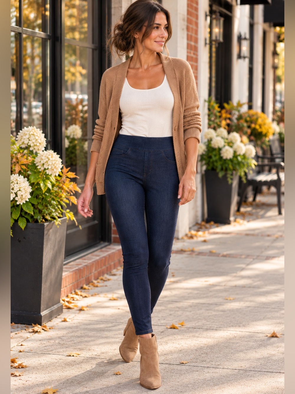 SPANX Denim-Look Jeggings Dark Indigo Pull-On Shaping Leggings Large